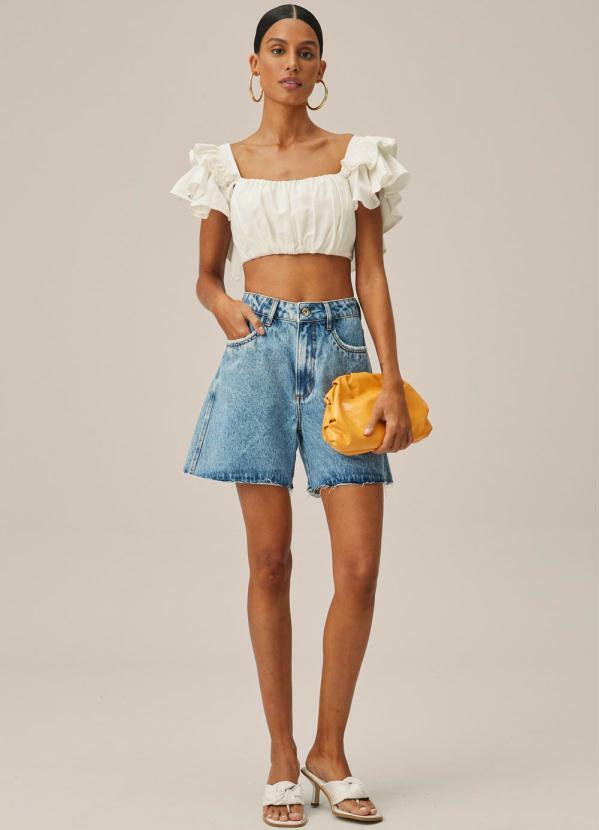 Lança Perfume - Bermuda Jeans Evasê Azul 3