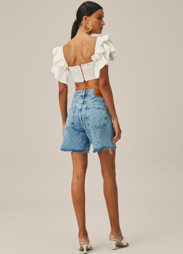 Lança Perfume - Bermuda Jeans Evasê Azul 4