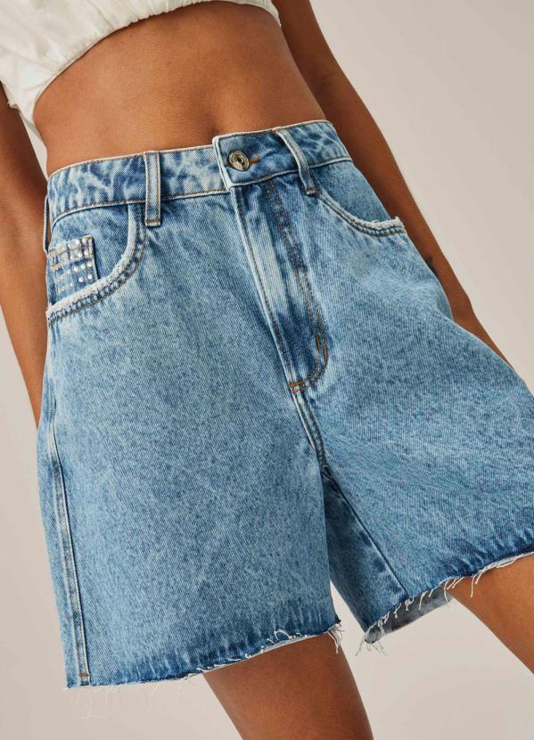 Lança Perfume - Bermuda Jeans Evasê Azul 6