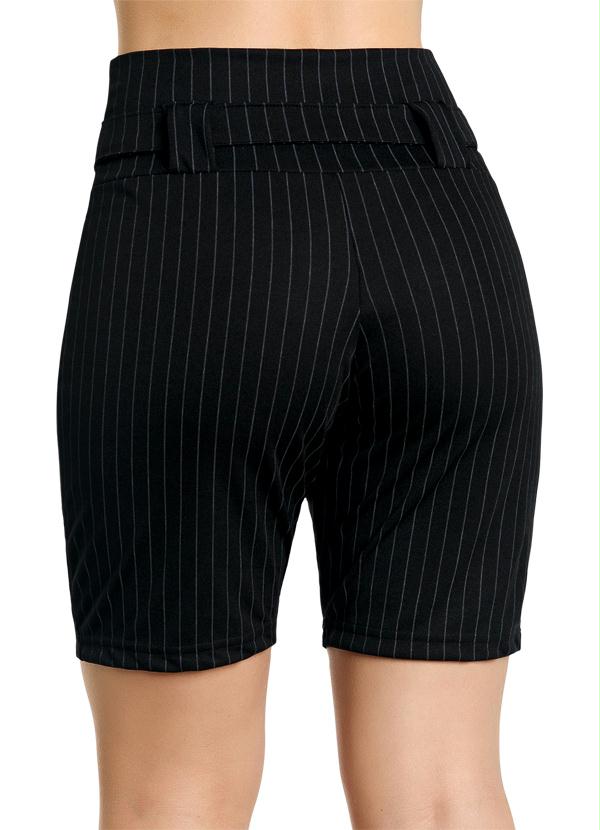 Outlet - Bermuda  Feminina Preta com Risca de Giz 7