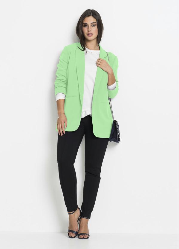 Blazer Alfaiataria Alongado Verde Água - bonprix