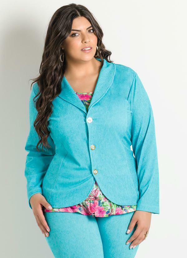 Marguerite - Blazer Azul Plus Size