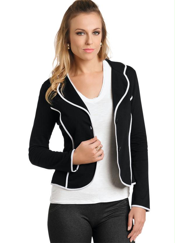 Outlet - Blazer Bicolor Preto e Branco 5