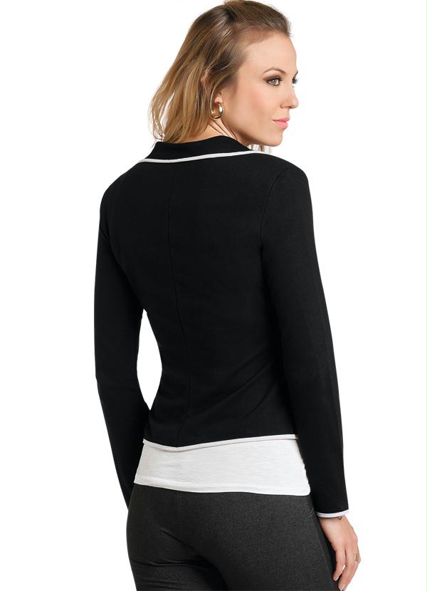 Outlet - Blazer Bicolor Preto e Branco 7