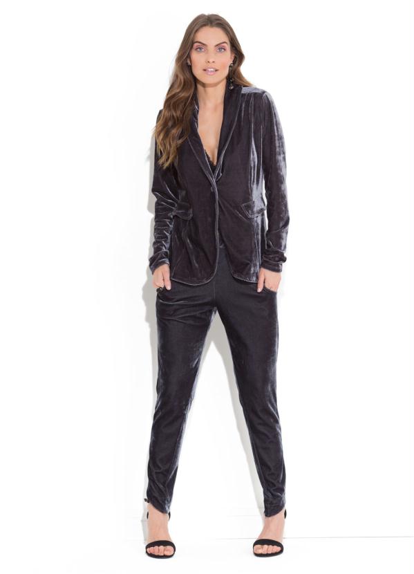 Quintess - Blazer Chumbo em Veludo Quintess 4