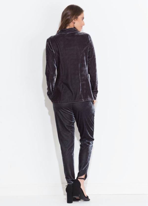 Quintess - Blazer Chumbo em Veludo Quintess 6