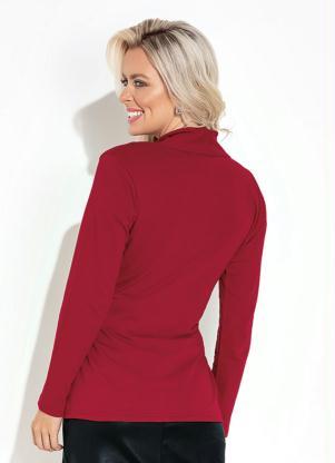 Moda Pop - Blazer com Bolsos e Faixa para Amarrar Vermelho - MODA POP