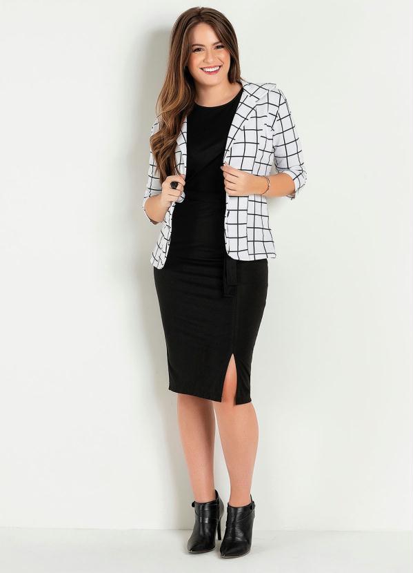 Outlet - Blazer com Botão Quadrado Branco Moda Evangélica 4