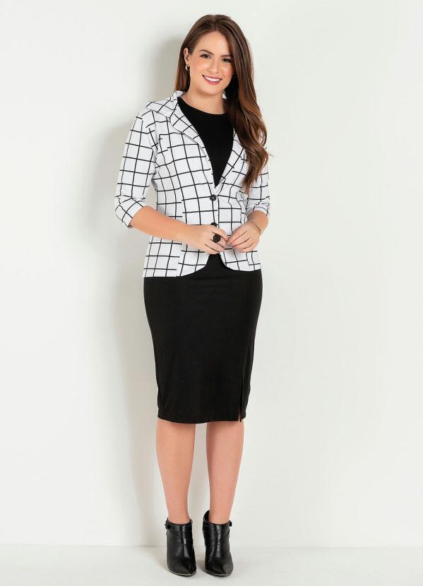 Outlet - Blazer com Botão Quadrado Branco Moda Evangélica 5