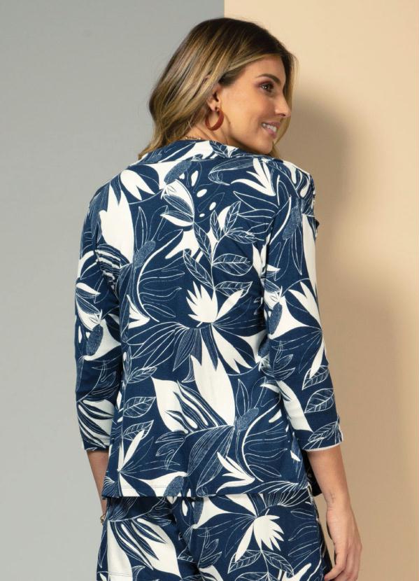Quintess - Blazer com Botões Floral Azul 2