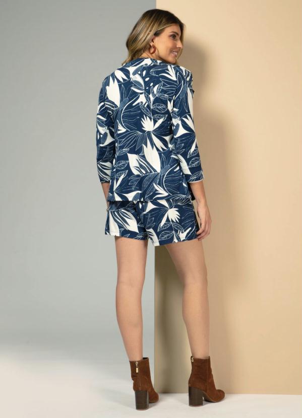 Quintess - Blazer com Botões Floral Azul 4