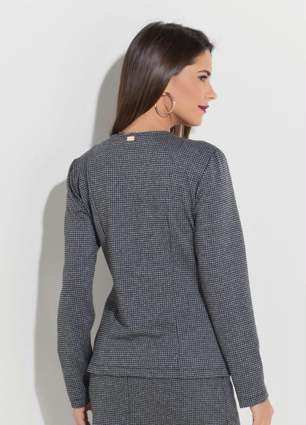 Quintess - Blazer com Zíper Frontal Pied de Poule Quintess 2