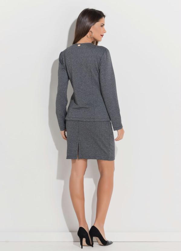 Quintess - Blazer com Zíper Frontal Pied de Poule Quintess 4