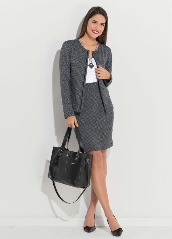 Quintess - Blazer com Zíper Frontal Pied de Poule Quintess 5