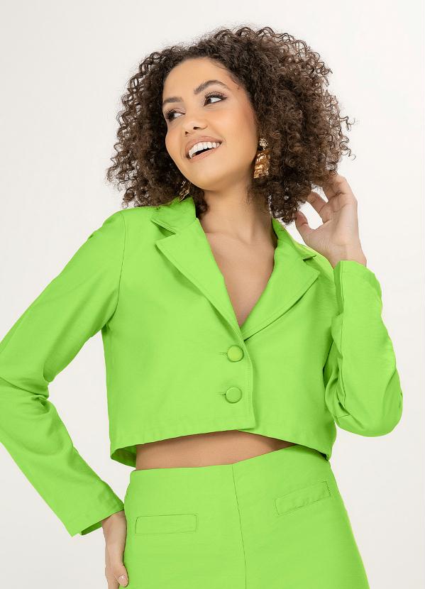 Blazer Cropped Alfaiataria Verde - Angel