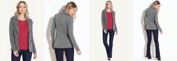 Blazer em Moletinho Alongado Mescla