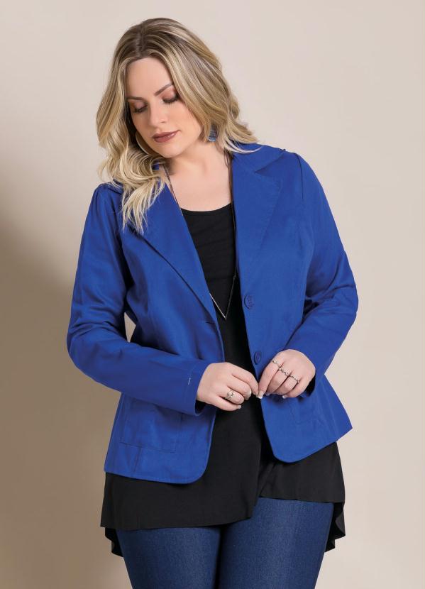 blazer feminino plus size azul marinho