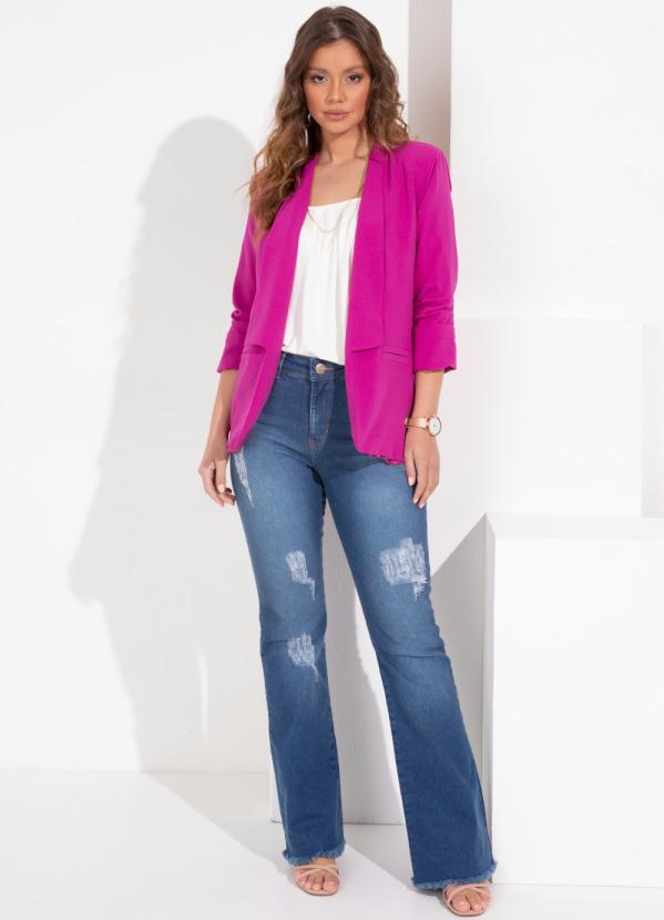 Quintess - Blazer Fucsia com Pregas nas Mangas 3