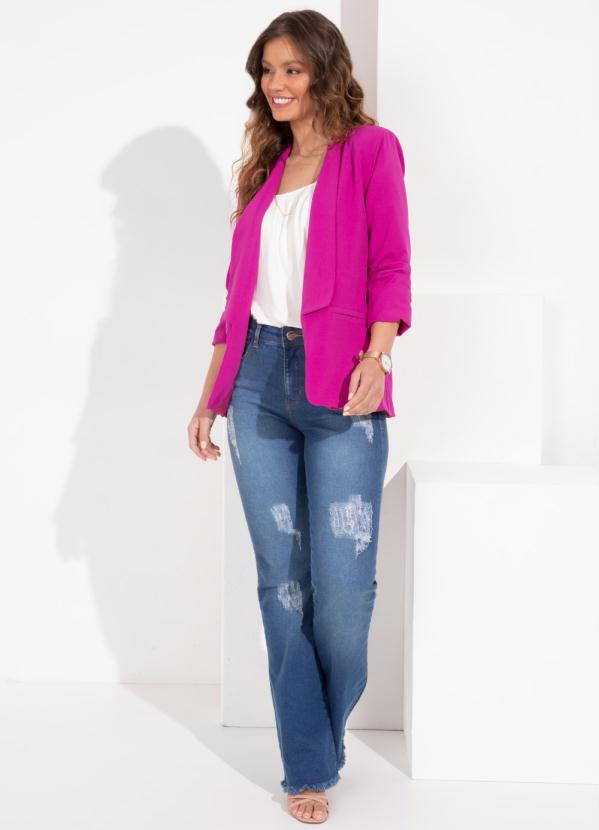 Quintess - Blazer Fucsia com Pregas nas Mangas 5