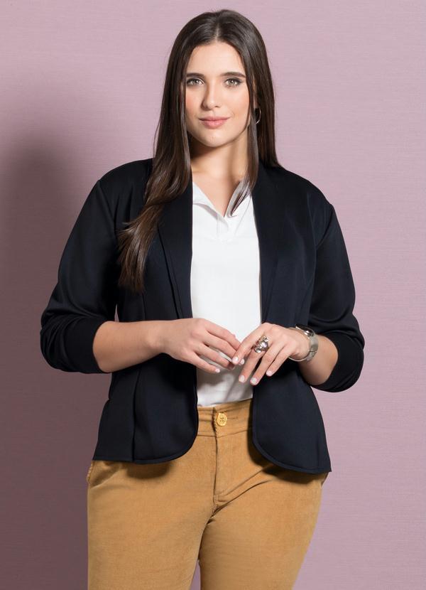 Quintess - Blazer Leve Preto Plus Size