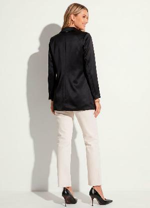 Quintess - Blazer Oversized Preto com Bolsos - QUINTESS