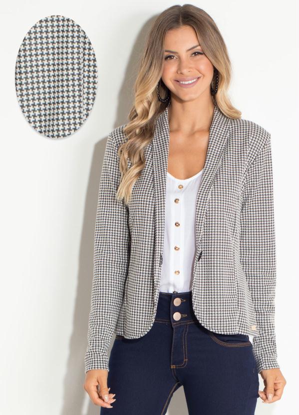 Quintess - Blazer Pied de Poule Quintess com Botão