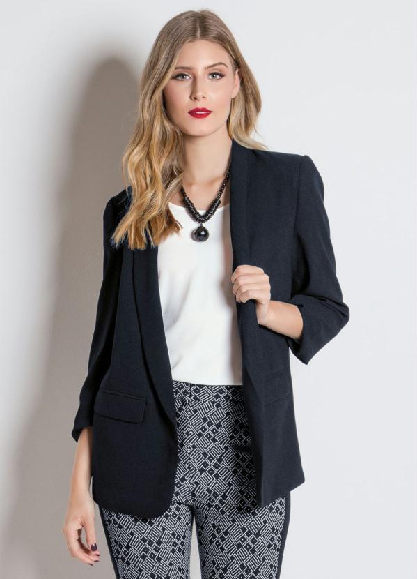 Multimarcas - Blazer Preto Alongado com Manga 7/8