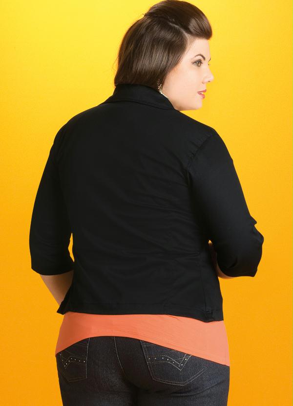 Quintess - Blazer Preto com Abertura Frontal e Lapela 2