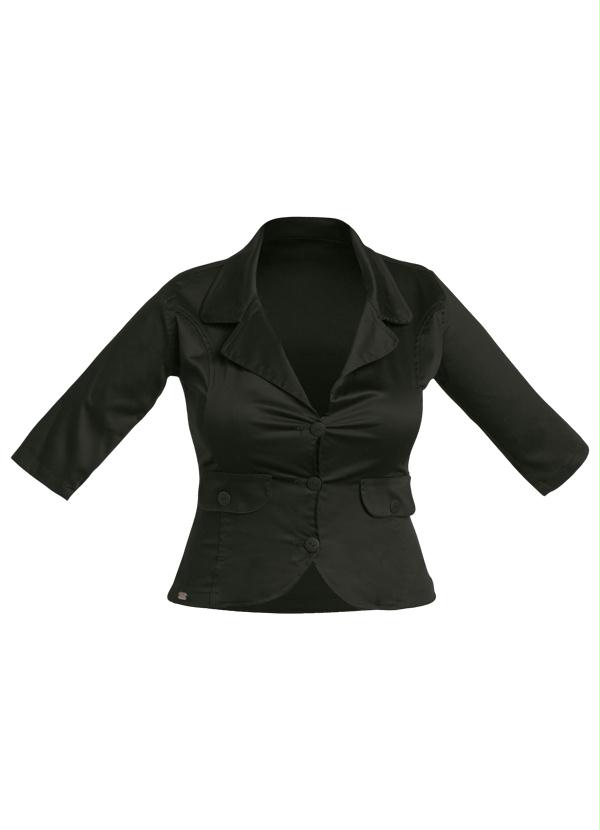 Quintess - Blazer Preto com Abertura Frontal e Lapela 8