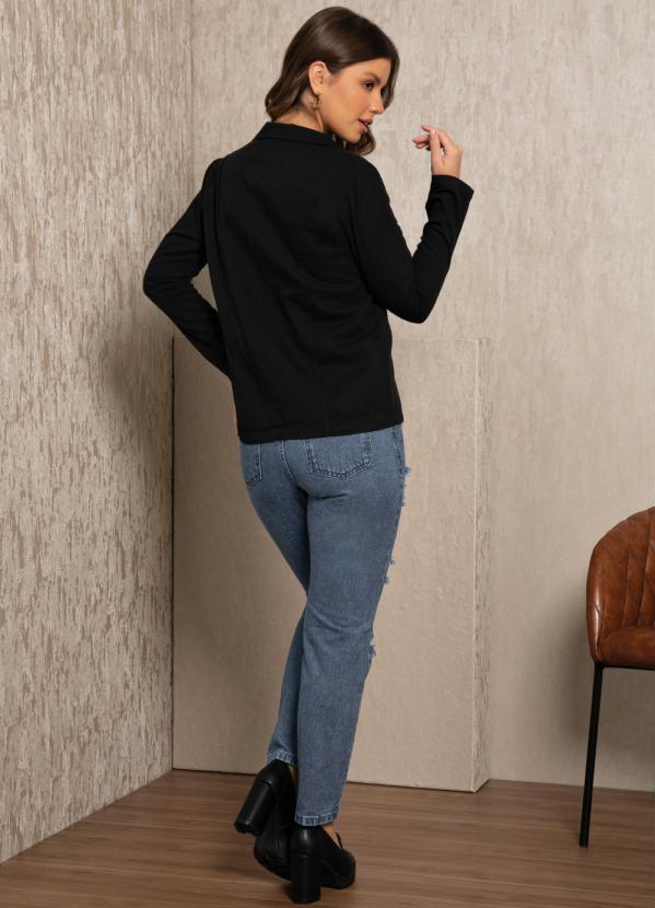 Quintess - Blazer Preto com Bolso Decorativo 4