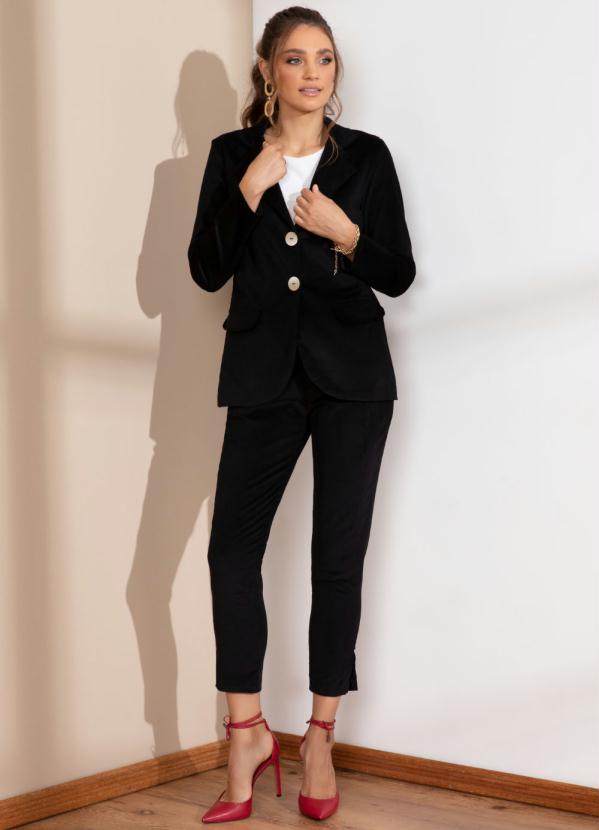 Quintess - Blazer Preto de Veludo Cotele 4