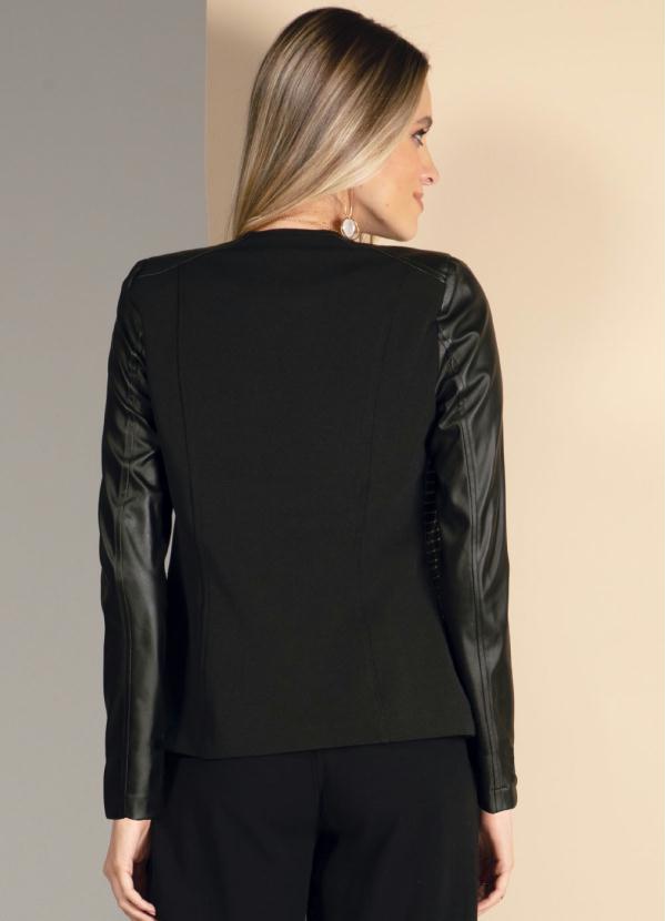 Quintess - Blazer Preto Texturizado com Ombreiras 2