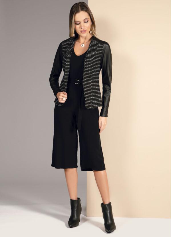 Quintess - Blazer Preto Texturizado com Ombreiras 3