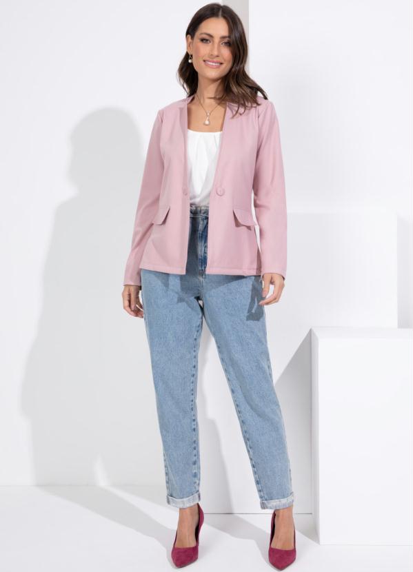 Quintess - Blazer Rosa com Botões Forrados 3