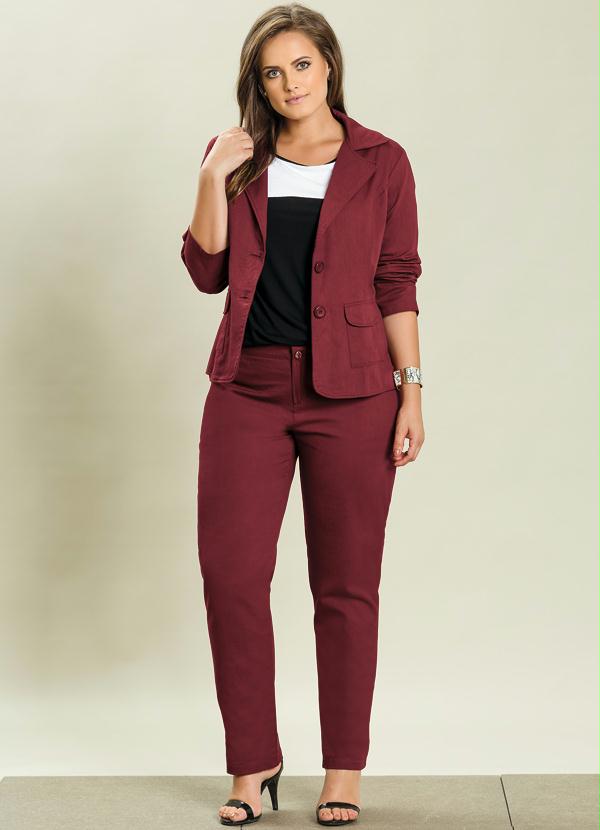 Quintess - Blazer Social Bordô Plus Size 3