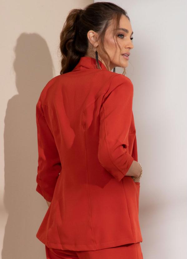 Quintess - Blazer Telha com Bolsos e Pregas nas Mangas 2