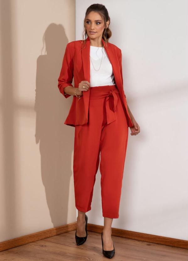 Quintess - Blazer Telha com Bolsos e Pregas nas Mangas 3