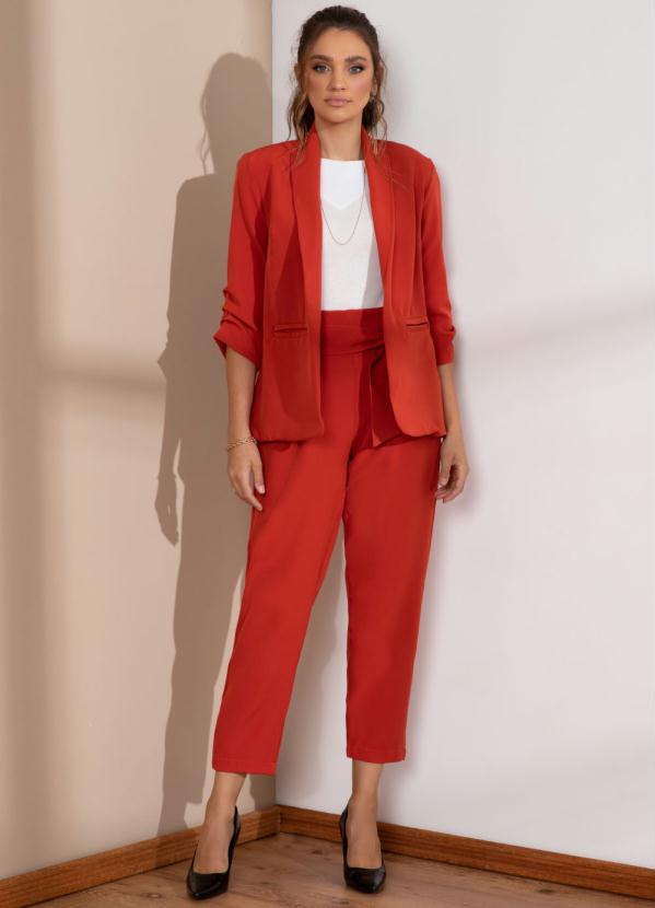 Quintess - Blazer Telha com Bolsos e Pregas nas Mangas 5