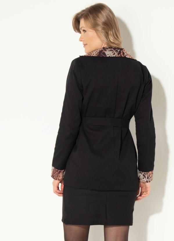 Quintess - Casaco Preto com Detalhes em Onça Quintess 2