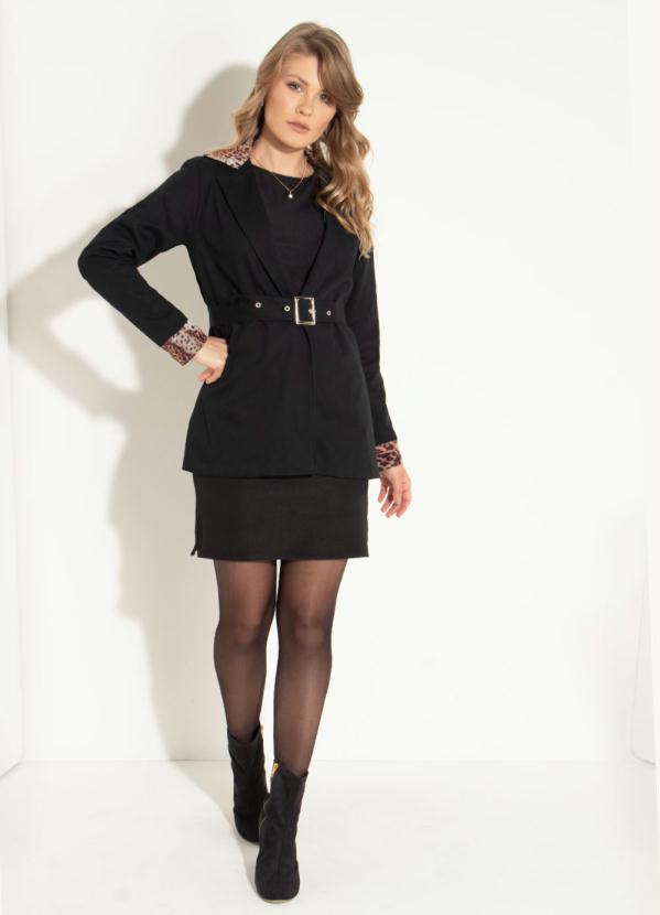 Quintess - Casaco Preto com Detalhes em Onça Quintess 4