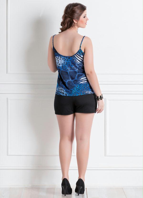 Outlet - Blusa de Alça Animal Print Azul 4