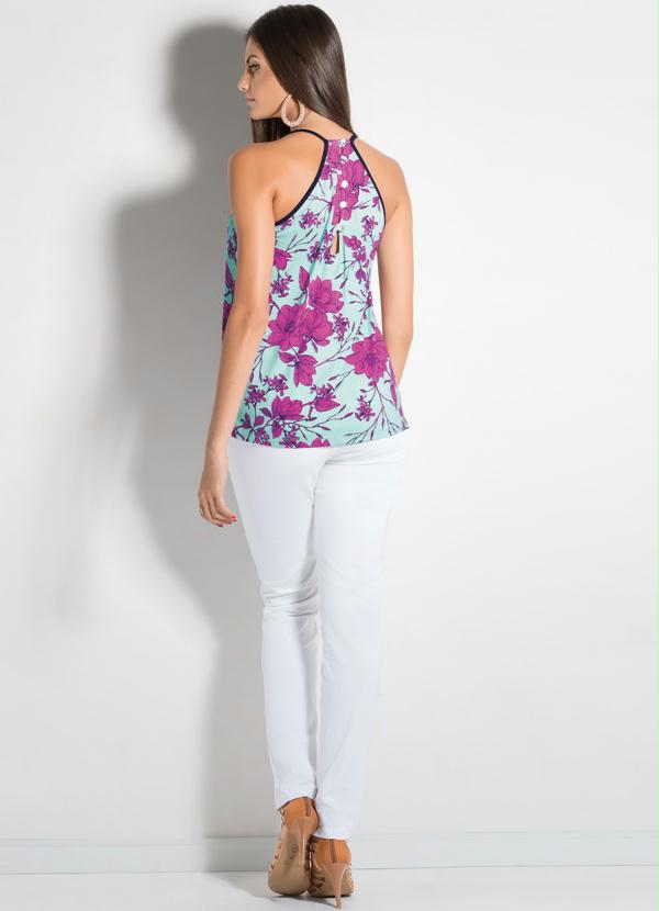 Quintess - Blusa de Alças com Decote Nadador Floral 4
