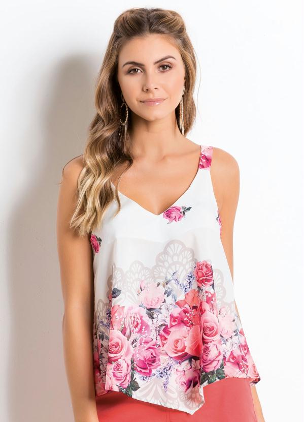 Quintess - Blusa Floral Rosas com Ponta na Barra 2