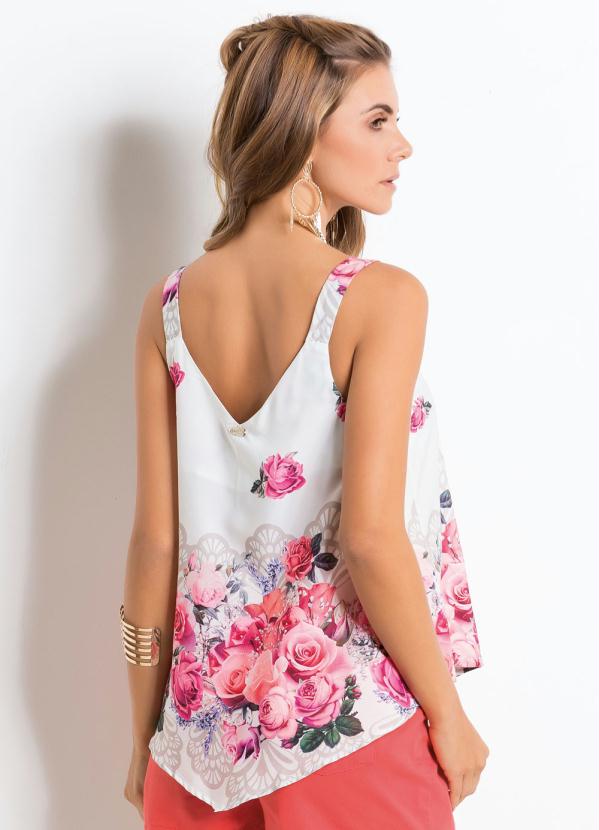 Quintess - Blusa Floral Rosas com Ponta na Barra 4