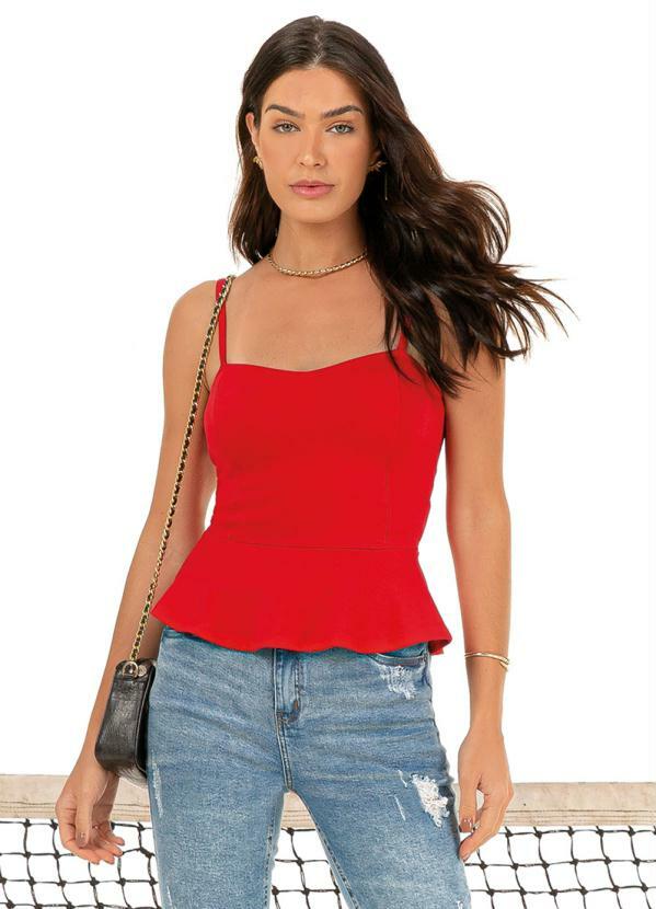 Briard - Blusa de Alça em Bodycon Vermelho Escarlate