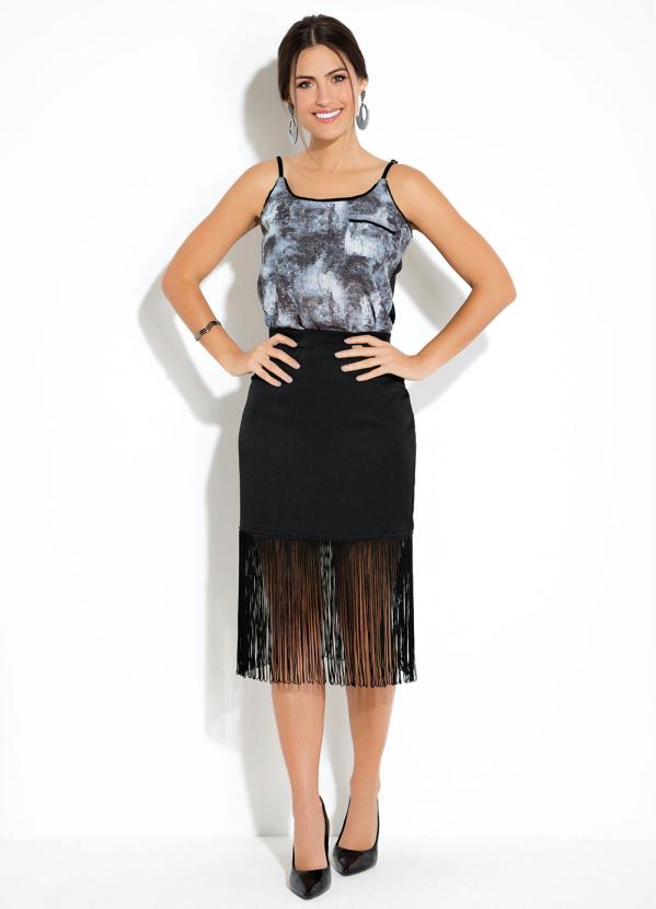 Quintess - Blusa de Alças Preta e Marmorizada com Bolso 3