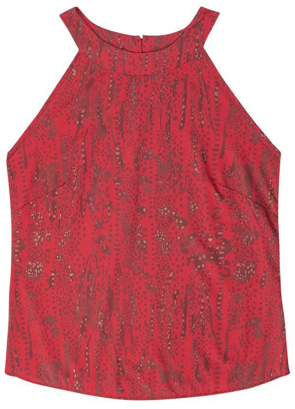 Gris - Blusa Decote Halter Neck Vermelho