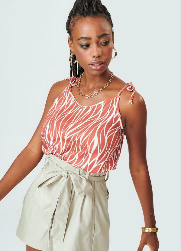 Rovitex - Blusa Feminina de Alça Ondas Laranja