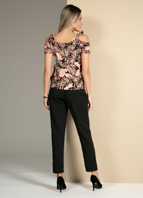 Quintess - Blusa Folhagens Rosa com Amarração 4