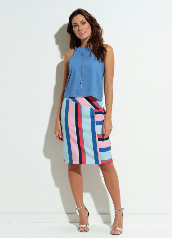 Quintess - Blusa Jeans de Alças com Amarração Quintess 3